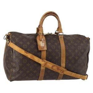 LOUIS VUITTON Monogram Keepall Bandouliere 45 Boston Bag M41418 LV Auth 135131